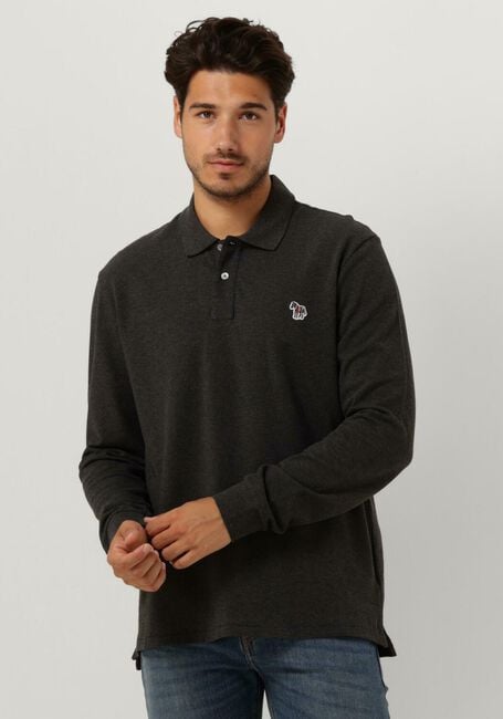Graue PS PAUL SMITH Polo-Shirt MENS SLIM FIT LS POLO SHIRT ZEBRA - large