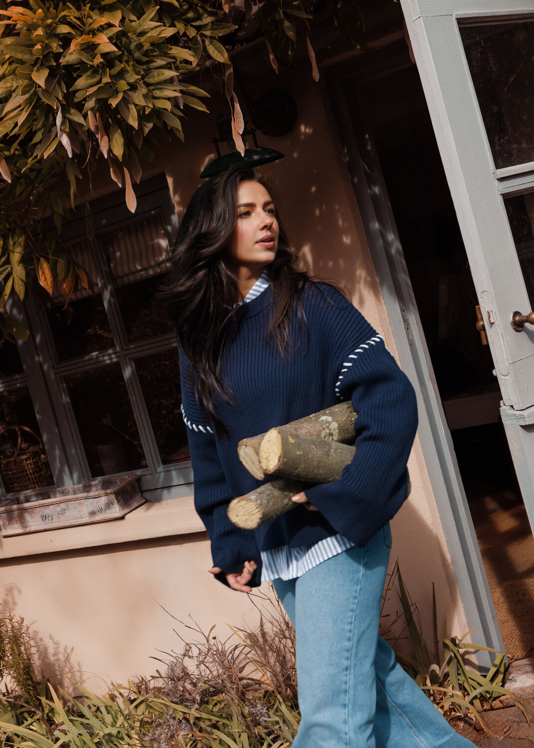 Dunkelblau OMODA ATELIER Pullover OM-IRIS X NINA - large