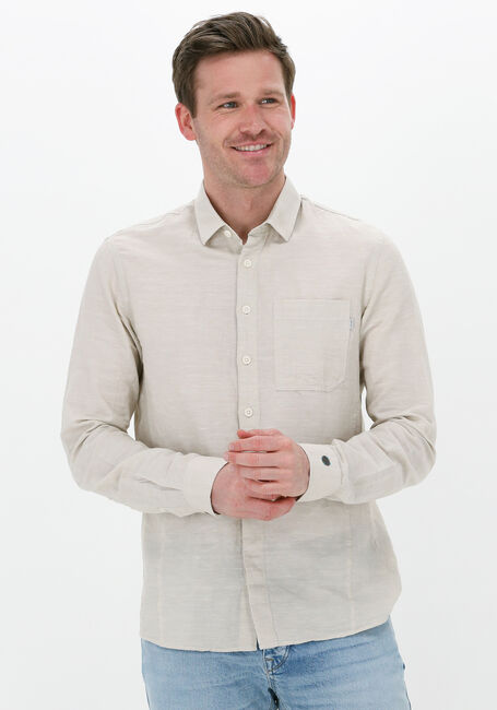 Beige CAST IRON Casual-Oberhemd LONG SLEEVE SHIRT COTTON LINEN DOBBY - large