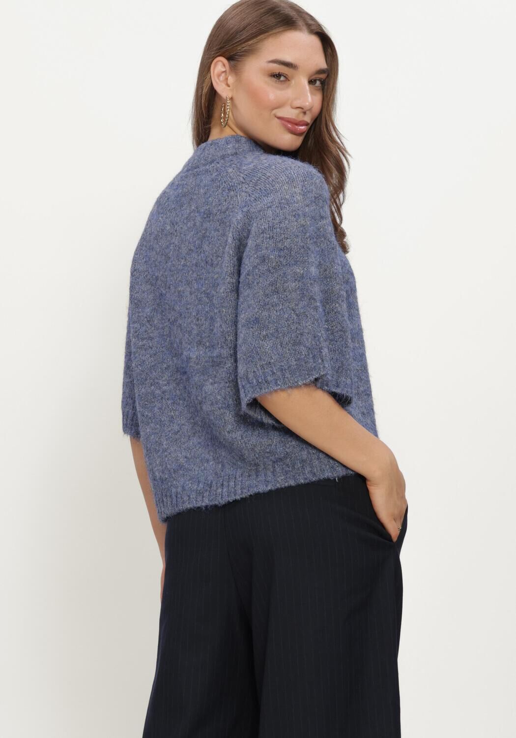 Blaue NEO NOIR Strickjacke BENUTA FLUFFY KNIT CARDIGAN - large