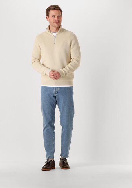 Beige SELECTED MEN Pullover SLHDANE LS KNIT STRUCTURE HALF ZIP NOOS - large