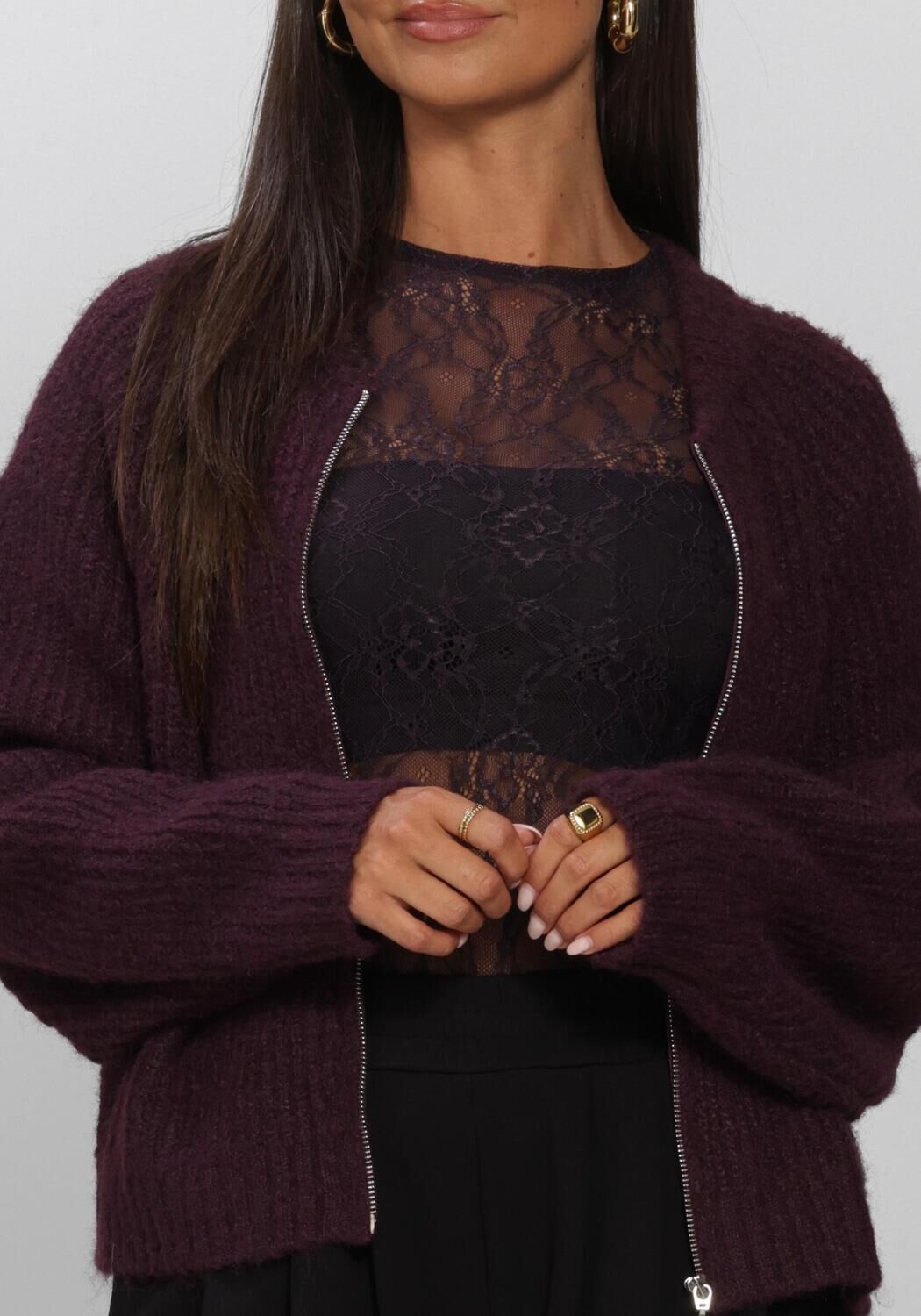 Bordeaux EDITED Strickjacke RANI BOMBER CARDIGAN - large