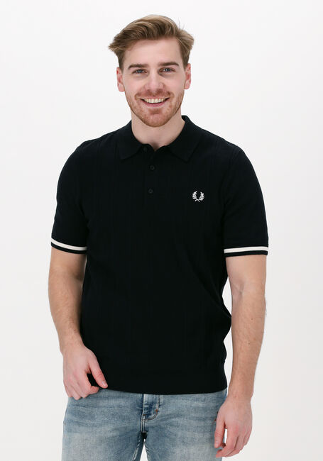 Schwarze FRED PERRY Polo-Shirt TIPPING TEXTURE KNITTED SHIRT - large