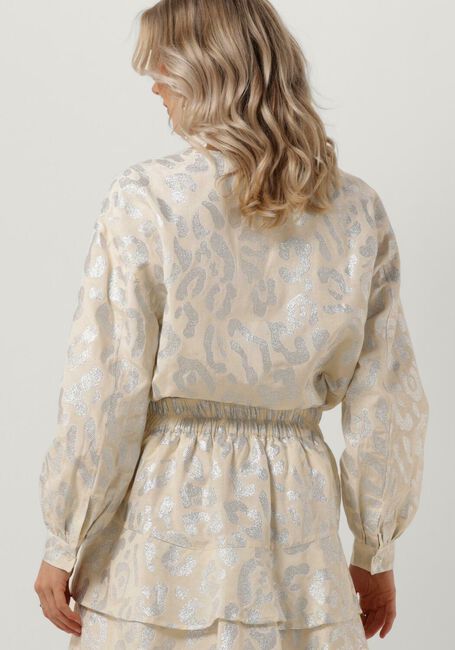 Beige ALIX THE LABEL Bluse LADIES WOVEN LUREX ANIMAL BLOUSE - large