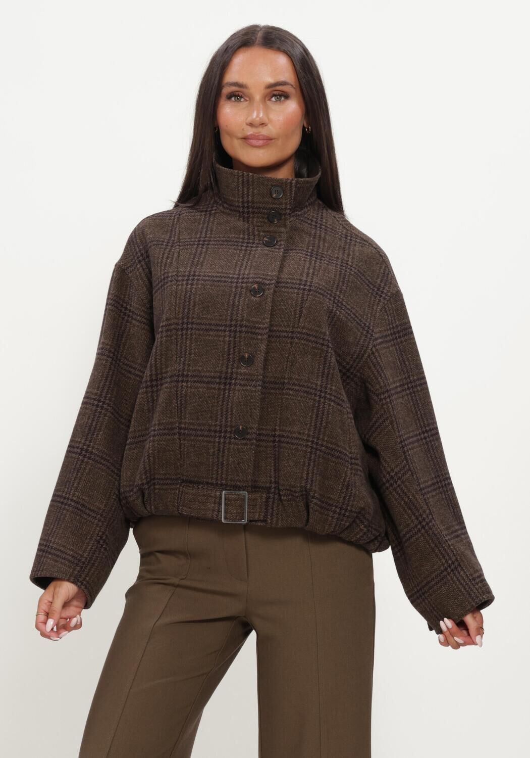 Braune CO'COUTURE Jack OLVACC CHECK BALLOON JACKET - large
