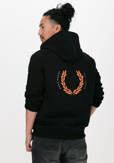 Schwarze FRED PERRY Sweatshirt LAUREL WREATH HOODED SWEATSHIR - large