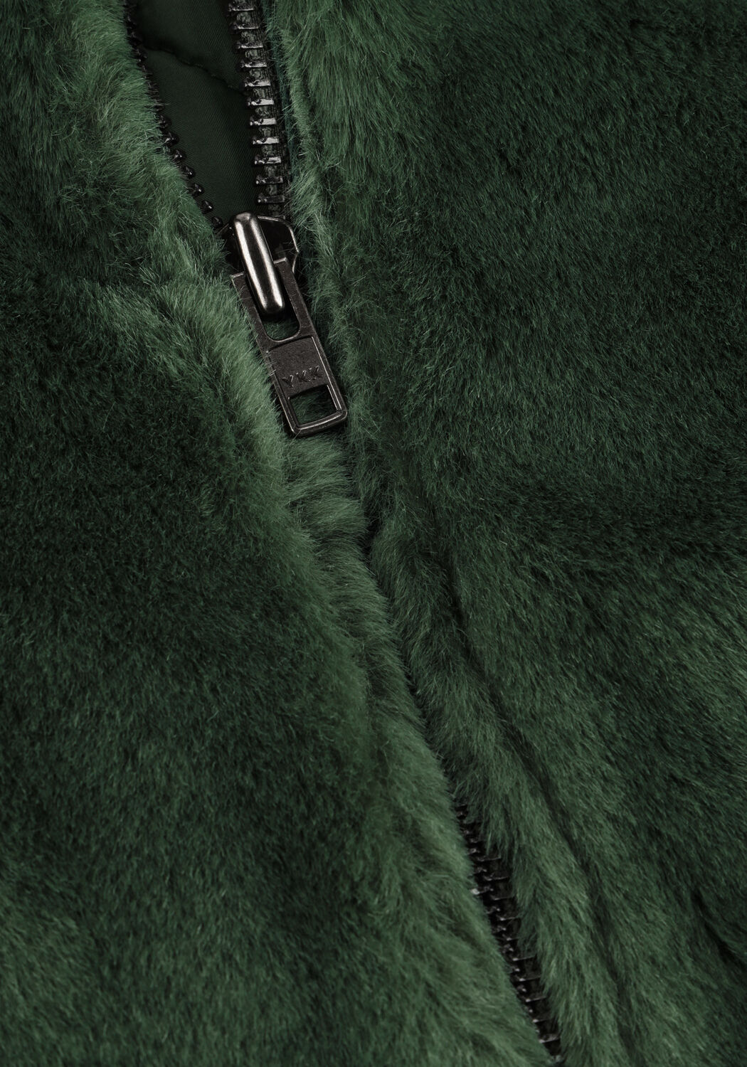 Dunkelgr&uuml;n ALIX THE LABEL Fake-Fur-Jack FAUX FUR COAT - large