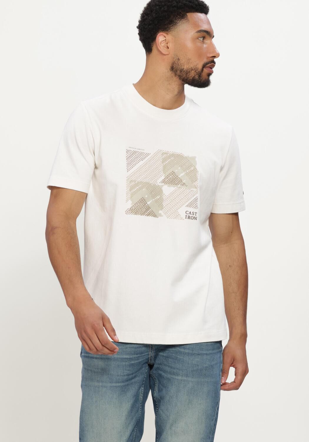 Nicht-gerade weiss CAST IRON T-shirt SHORT SLEEVE R-NECK REGULAR FIT PEACHED JERSEY - large