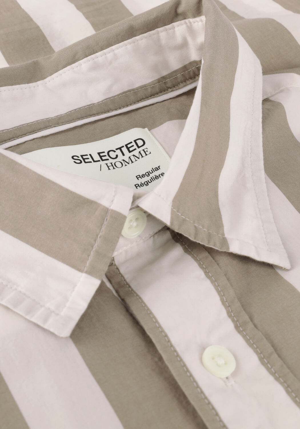 Olive SELECTED MEN Casual-Oberhemd SLHREGREDSTER SHIRT STRIPE LS W - large