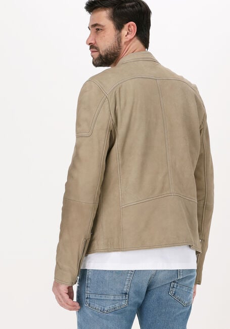 Beige GOOSECRAFT Lederjack GALLION BIKER - large
