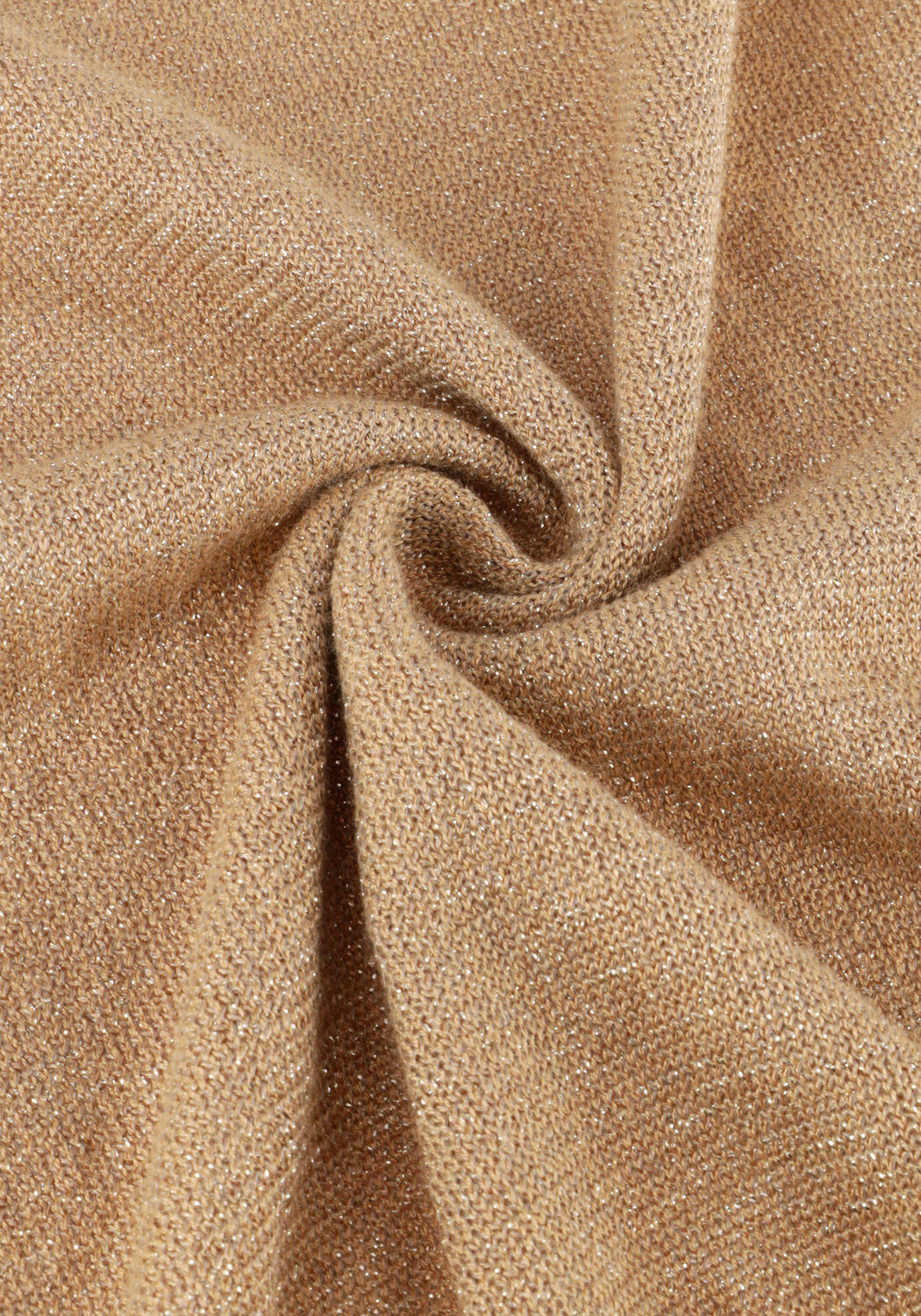 Camelfarbene MINUS T-shirt LIVA PUFF SLEEVE METALLIC KNIT PULLOVER - large