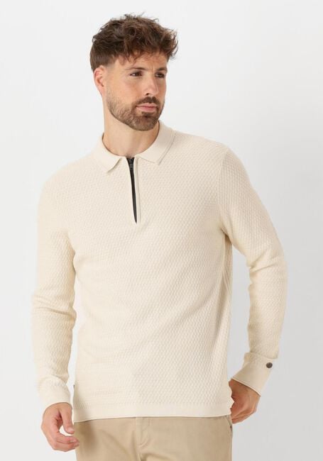 Beige CAST IRON Polo-Shirt LONG SLEEVE POLO COTTON MODAL - large