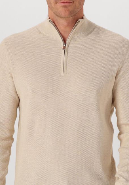 Beige PROFUOMO Pullover PULLOVER HALF ZIP TWINKLE SLUB - large