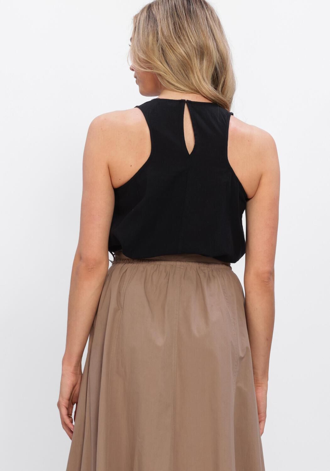 Schwarze SELECTED WOMEN Top SLFLUISA SL LINEN BLEND TOP - large