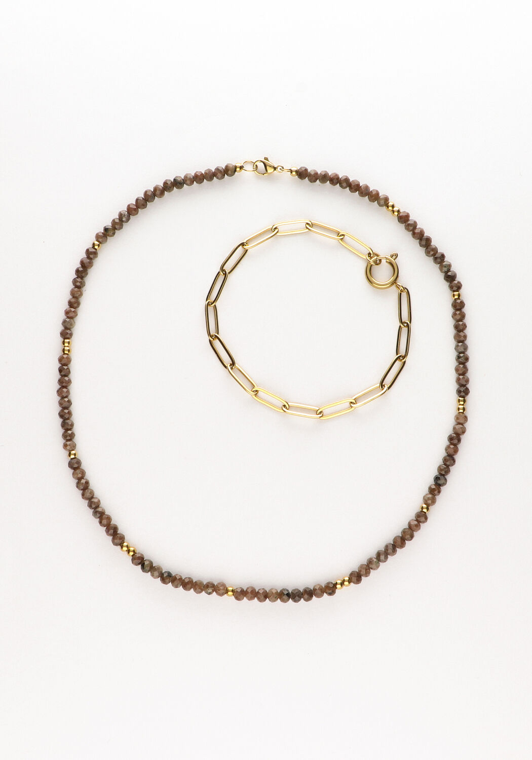 Braune NOTRE-V Kette KETTING/ARMBAND COMBINATIE