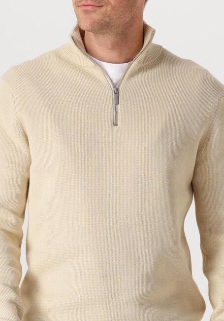 Beige SELECTED MEN Pullover SLHDANE LS KNIT STRUCTURE HALF ZIP NOOS - large