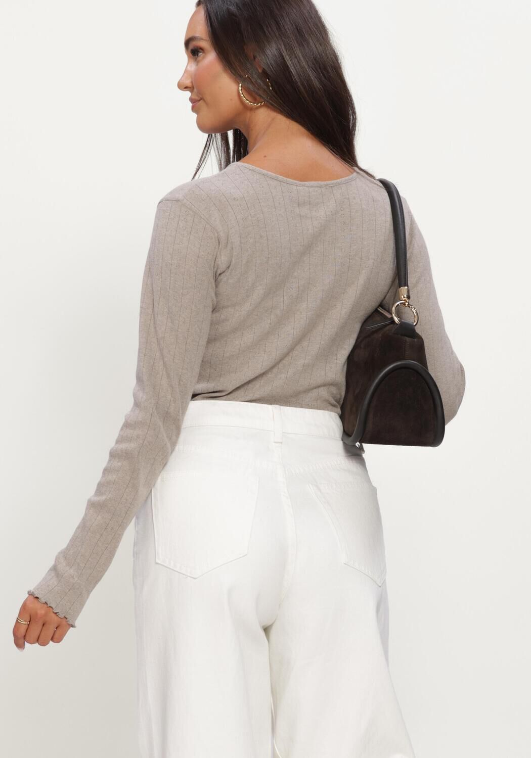Taupe BOII STUDIOS Top FENNA O-NECK TEE POINTELL - large