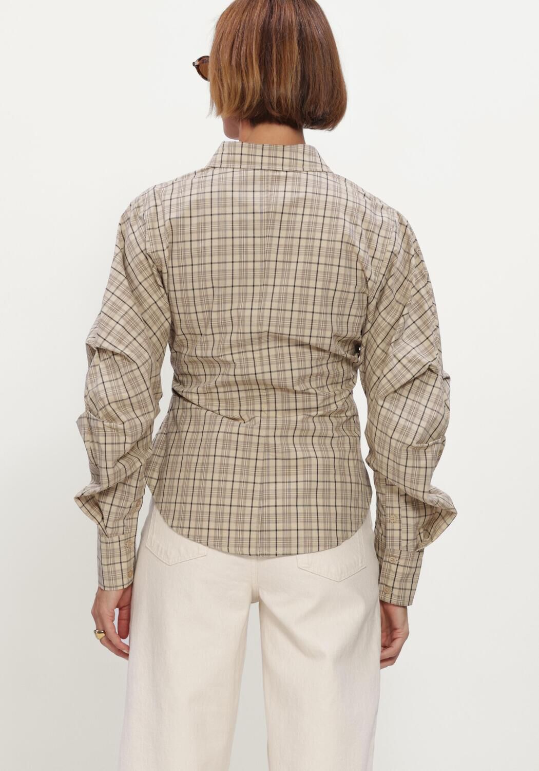 Beige NOTRE-V Blusen NV-ISA BIG CHECK - large