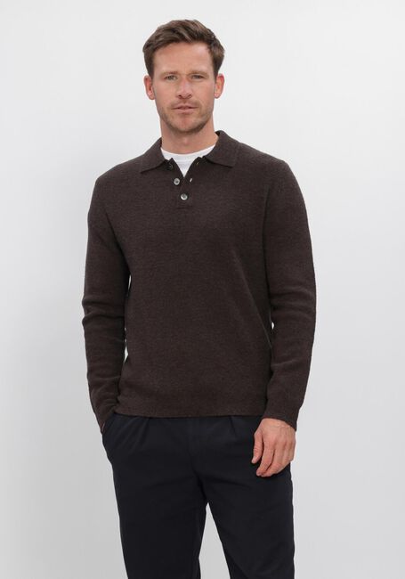 Braune PROFUOMO Polo-Shirt BOILED WOOL - large