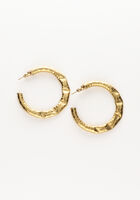 Goldfarbig NOTRE-V Ohrringe GERIBBELDE OPEN HOOPS - medium