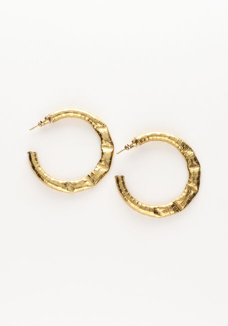 Goldfarbig NOTRE-V Ohrringe GERIBBELDE OPEN HOOPS - large