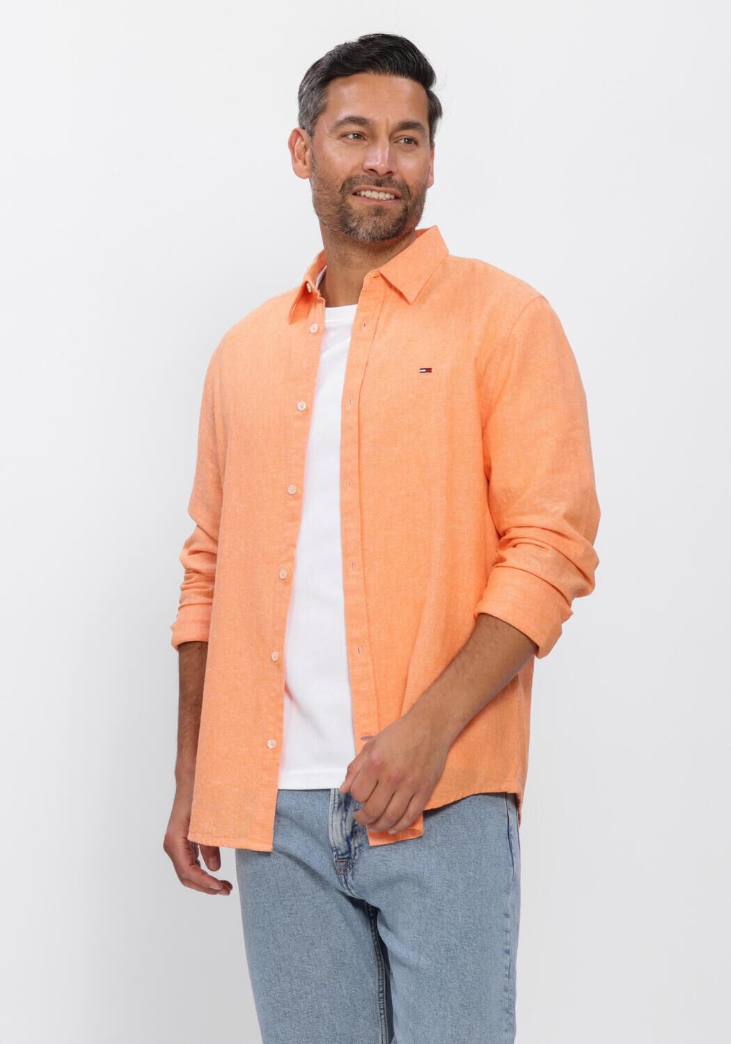 Orangene TOMMY JEANS Casual-Oberhemd TJM REG LINEN BLEND SHIRT EXT - large