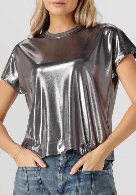 Silberne MOS MOSH Top MMNIVOLA O-NECK METALLIC TEE - large