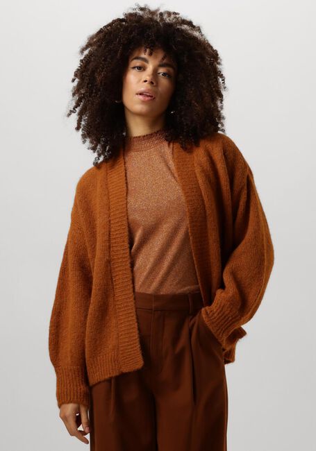 Braune SUMMUM Strickjacke PUFF SLEEVE CARDIGAN COZY MELANGE KNIT - large