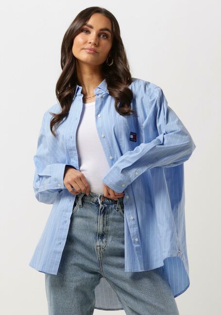 Blaue TOMMY JEANS Blusen TJW SUPER OVERSIZED STRIPE SHIRT - large
