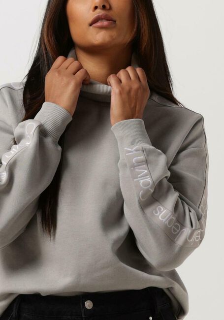Graue CALVIN KLEIN Pullover LOGO TAPE SLEEVES ROLL NECK - large