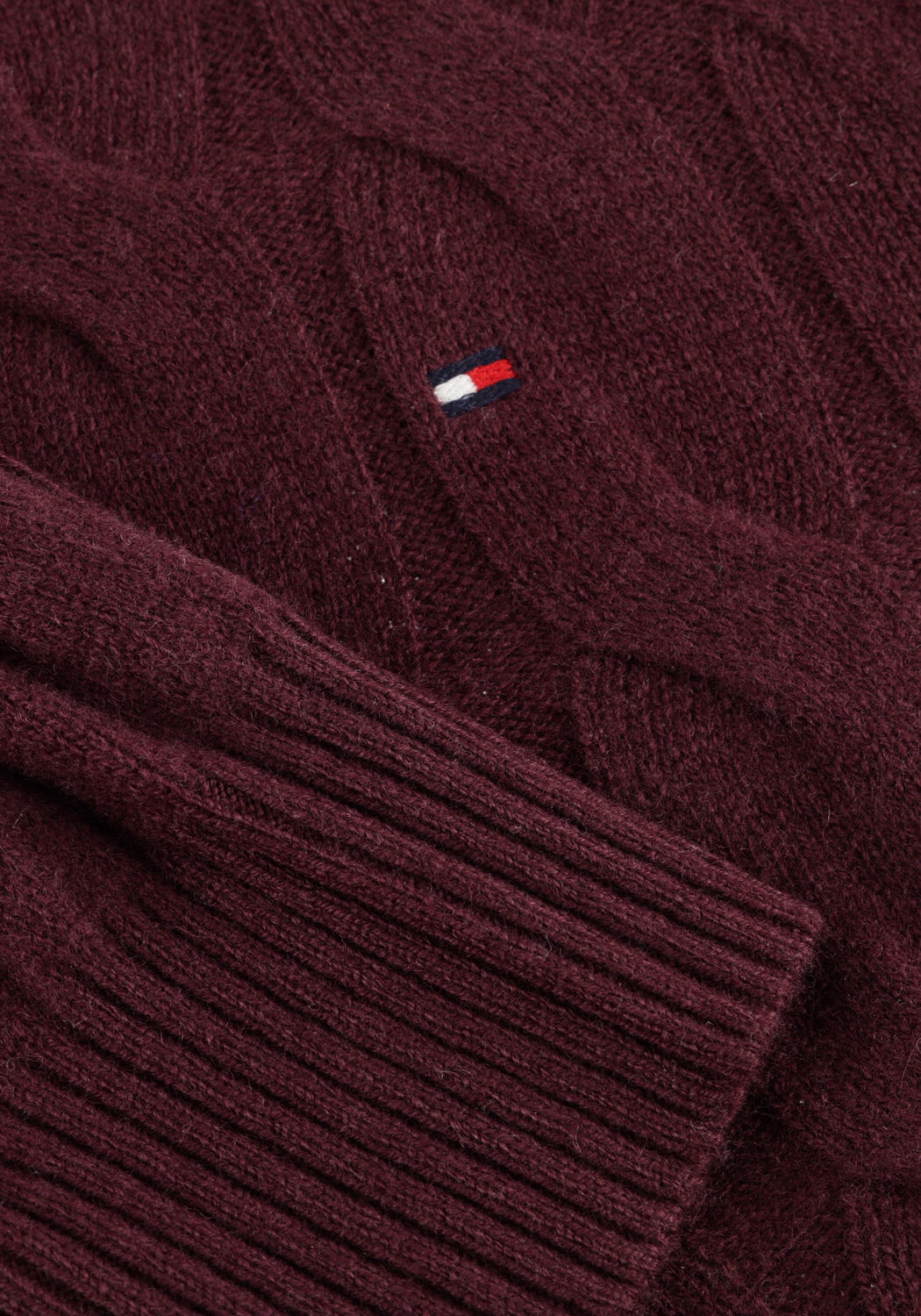 Bordeaux TOMMY HILFIGER Pullover SOFT WOOL CABLE C-NK LS SWT - large