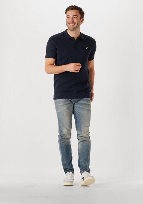 Dunkelblau LYLE & SCOTT Polo-Shirt LINEN BLEND KNITTED POLO - large
