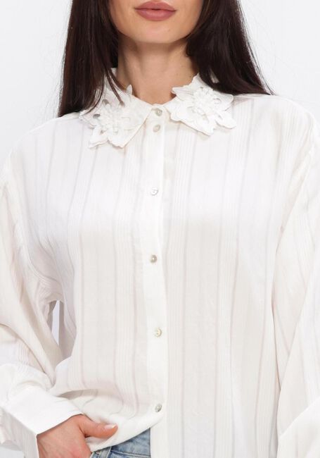 Wei&szlig;e JANSEN AMSTERDAM Blusen RABIA BLOUSE SLG 783 LONG SLEEVE LACE FLOWERS AT COLLAR - large
