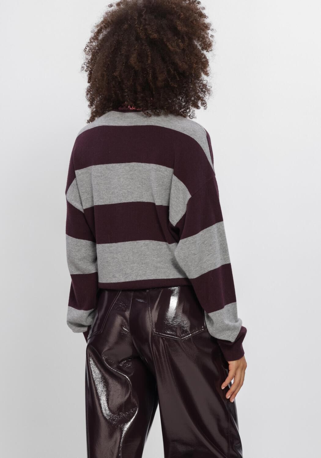 Bordeaux DANTE6 Pullover BRAYDEN STRIPE SWEATER - large