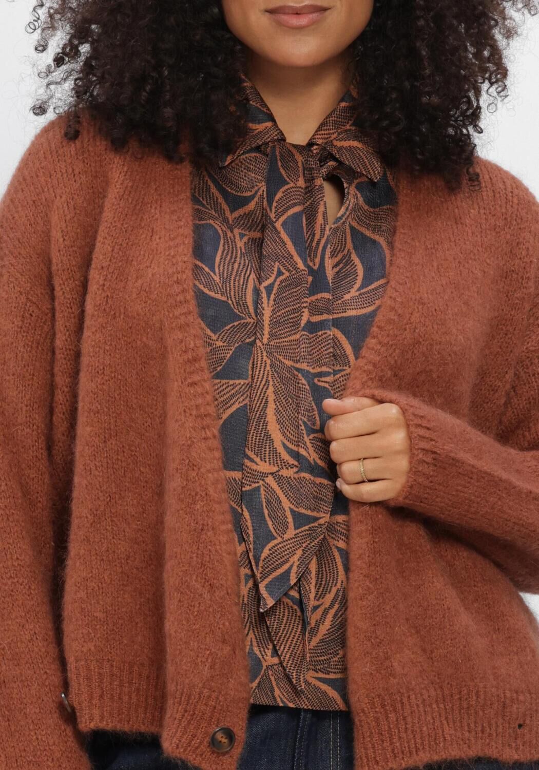 Braune SUMMUM Strickjacke WRAP CARDIGAN MOHAIR WOOL BLEND KNIT - large