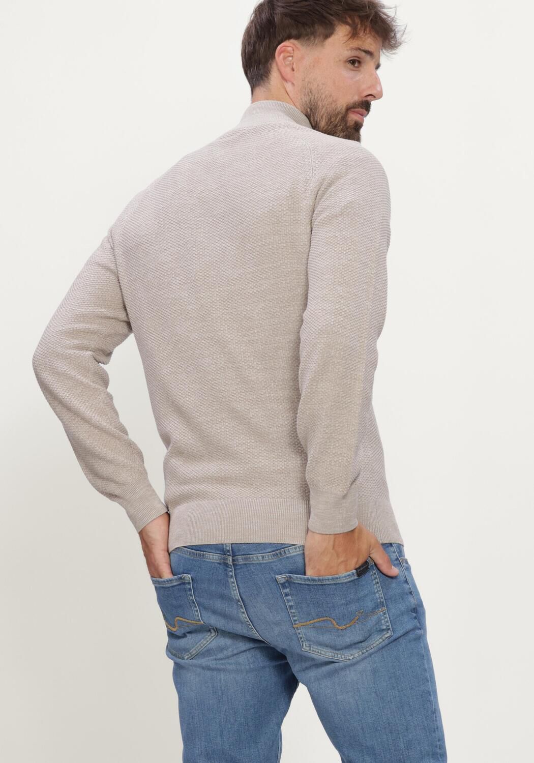 Beige GENTILUOMO Pullover TURTLE ZIP LS - large