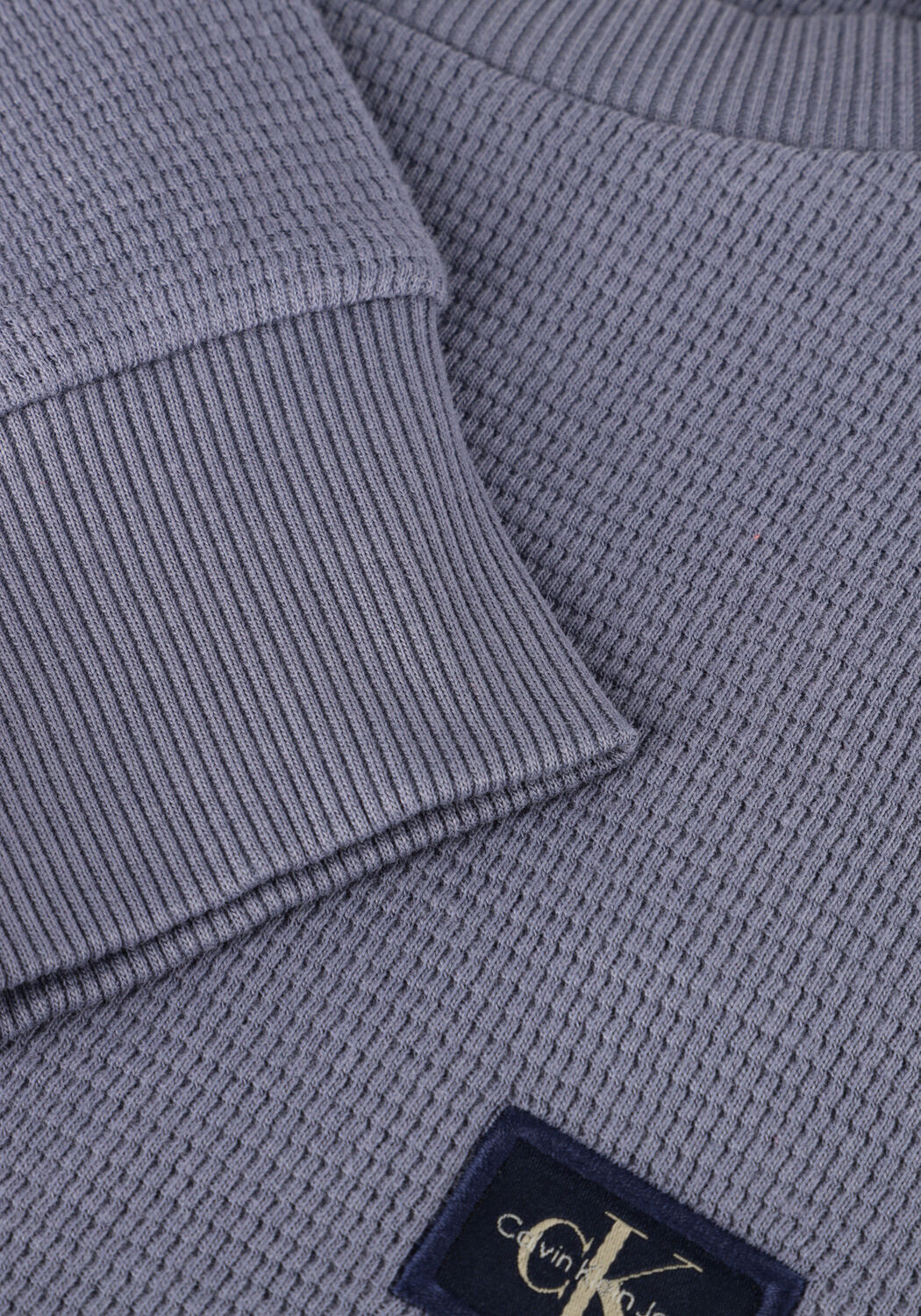 Blaue CALVIN KLEIN Pullover WOVEN LABEL WAFFLE LS TEE - large