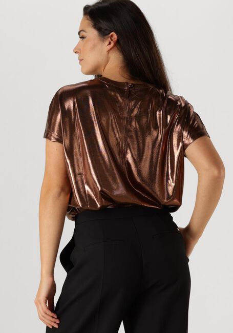 Bronzefarbene MOS MOSH T-shirt NIVOLA O-NECK METALLIC TEE - large