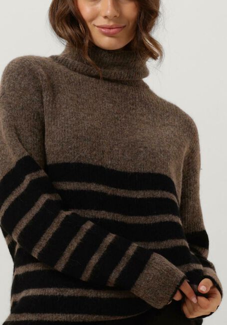 Braune GESTUZ Rollkragenpullover ALPHAGZ STRIPED ROLLNECK - large