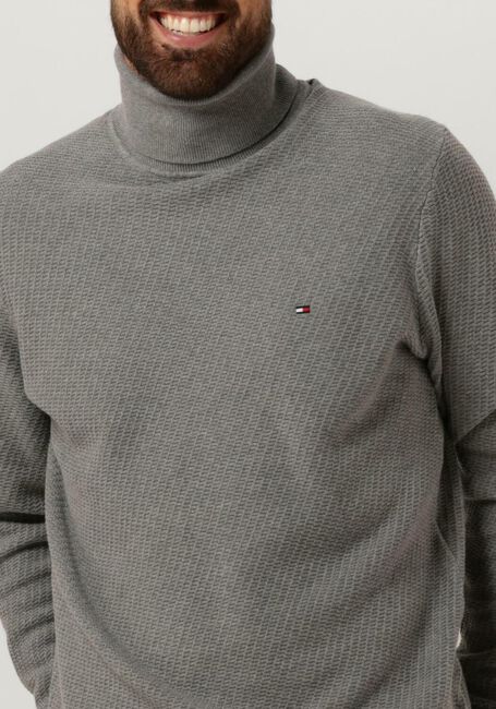 Graue TOMMY HILFIGER Rollkragenpullover RECTANGULAR STRUCTURE ROLL NK - large
