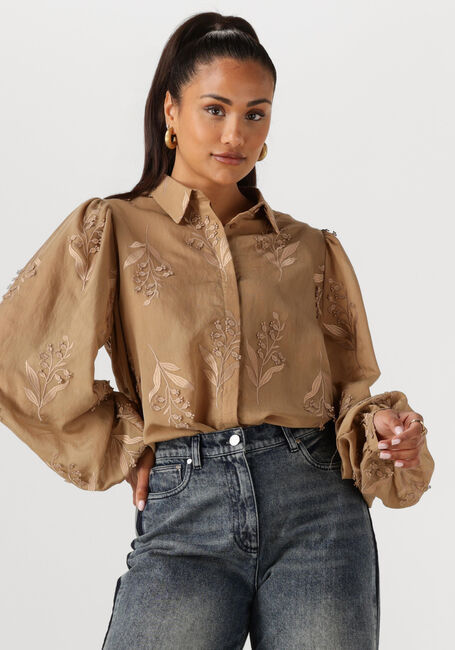 Camelfarbene NUKUS Blusen JOLIES BLOUSE EMBROIDERY - large