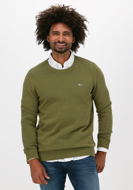Olive TOMMY JEANS Pullover TJM ESSENTIAL CREW NECK SWEATE - large