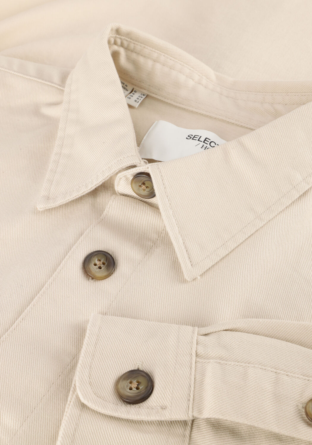 Beige SELECTED MEN Overshirt SLHTRAVIS TWILL OVERSHIRT LS NOOS - large