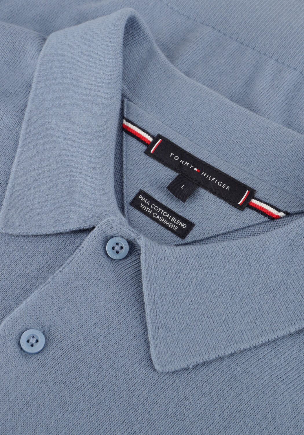 Hellblau TOMMY HILFIGER Pullover PIMA ORG CTN CASHMERE LS POLO - large