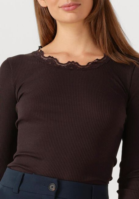 Braune ROSEMUNDE Top BABETTE SILK T-SHIRT LACE - large