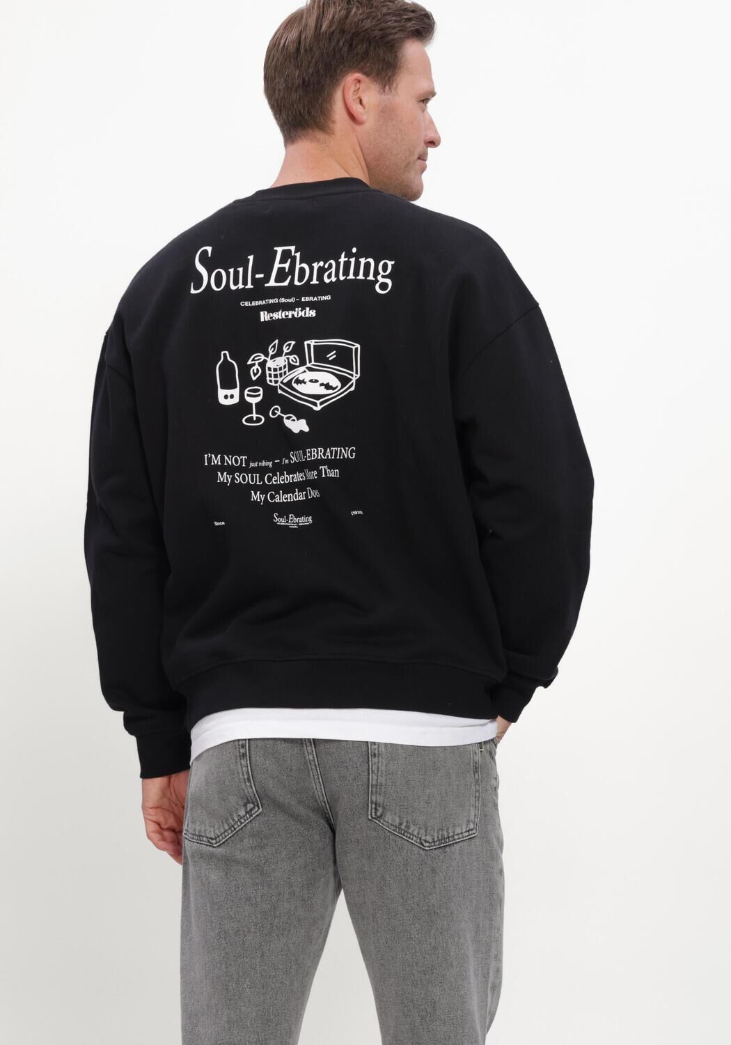 Schwarze RESTER&Ouml;DS Pullover RTDRAKE CHESTPRINT CREW - large
