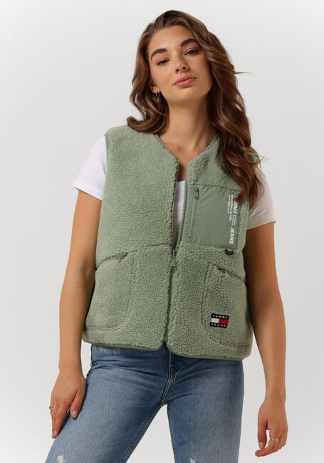 Grüne TOMMY JEANS Bodywarmer TJW REVERSIBLE SHERPA VEST - large