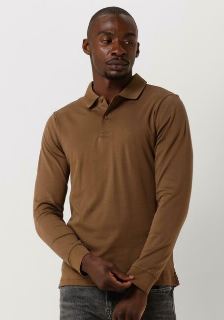 Braune CALVIN KLEIN Polo-Shirt SMOOTH COTTON SLIM LS POLO - large