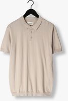 Sand PURE PATH Polo-Shirt KNITTED SHORTSLEEVE POLO BUTTON UP WITH CHEST EMBROIDERY