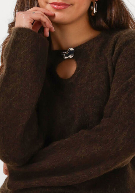Braune SELECTED WOMEN Pullover SLFLULU BRUSHED LS KNIT KEYHOLE O-NECK - large